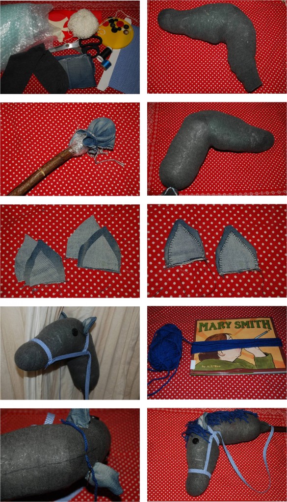 step by step DIY sock stick horse
