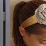 Crocheted rosette flower headband