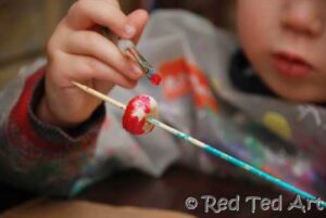 painting salt dough beads