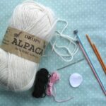 Materials to knit a bunny