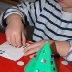 Paper Christmas tree ornament kids