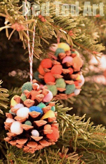 Pom Pom Pincecone Trees - Ideal for Preschoolers, tactile and colourful.