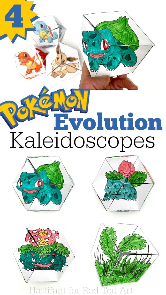 Pokemon Evolution DIY Kaleidoscope Paper Toy Red Ted Art