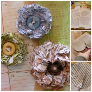 Upcycled Paper Flowers - save left over paper, old books or magazine and turn them into these pretty flowers!