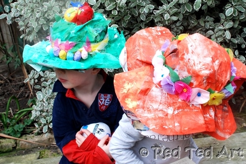 Easter Bonnet Craft for Preschoolers decorated for Easter and with Flowers