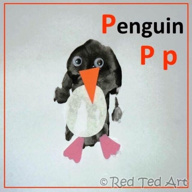 Handprint Alphabet P for... Penguin - Red Ted Art - Kids Crafts