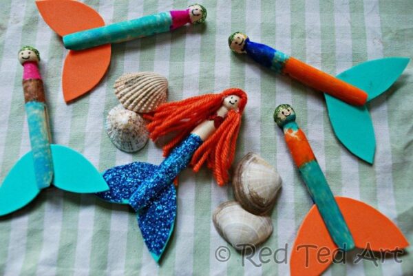mermaid clothespeg clothes pins mermaid