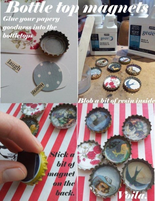 Bottle top magnets