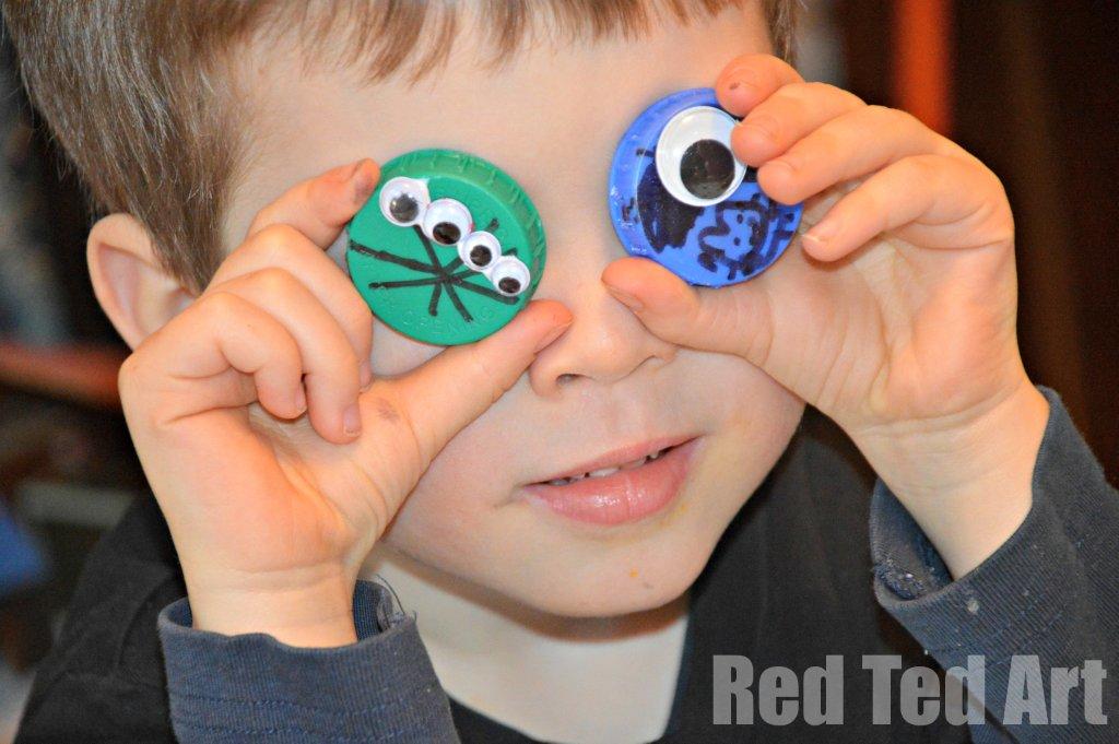 Bottle Top Crafts for Boys - Aliens