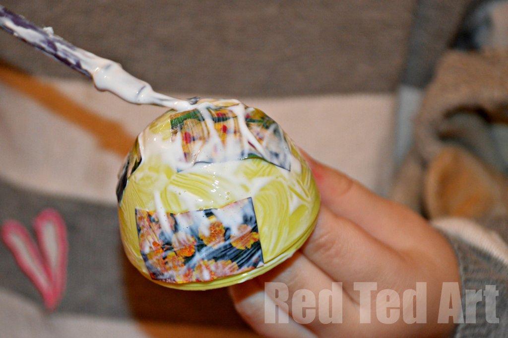 Decoupage eggs for kids