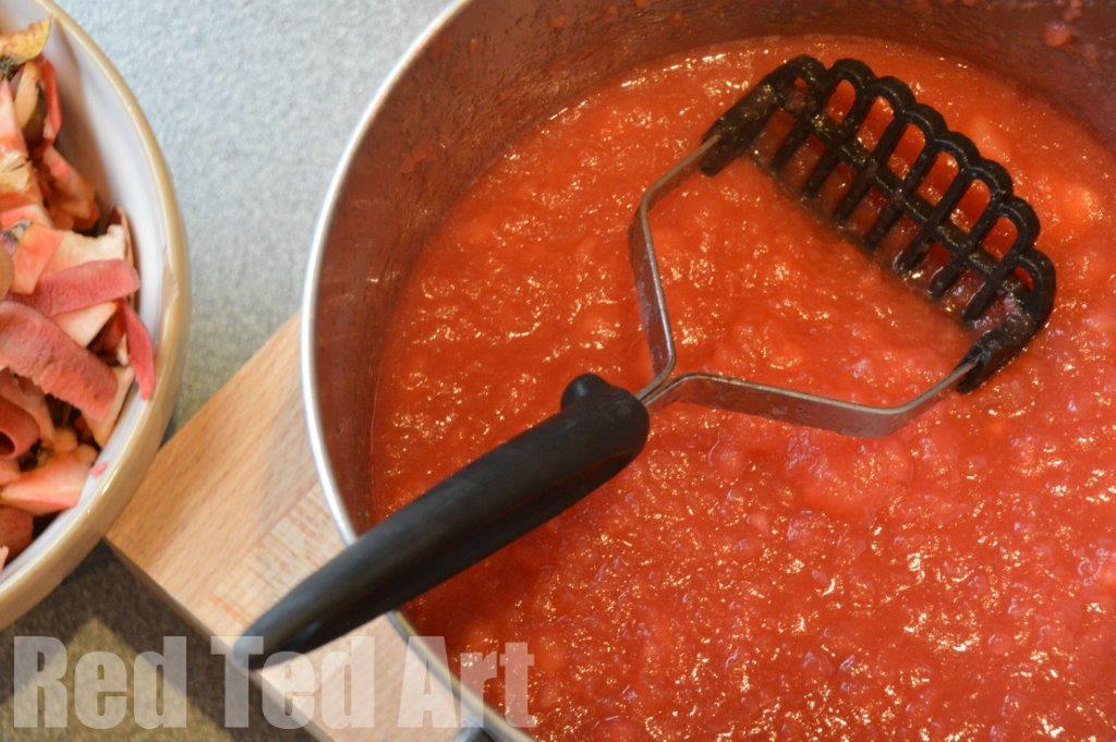 Fruit Leather Recipe - mash the fruit