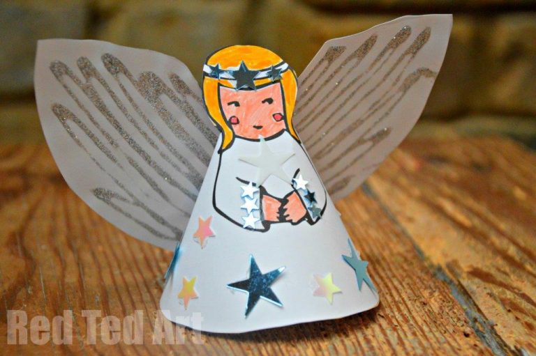 3d Paper Angel Printable Craft for Preschoolers - Red Ted Art - Kids Crafts