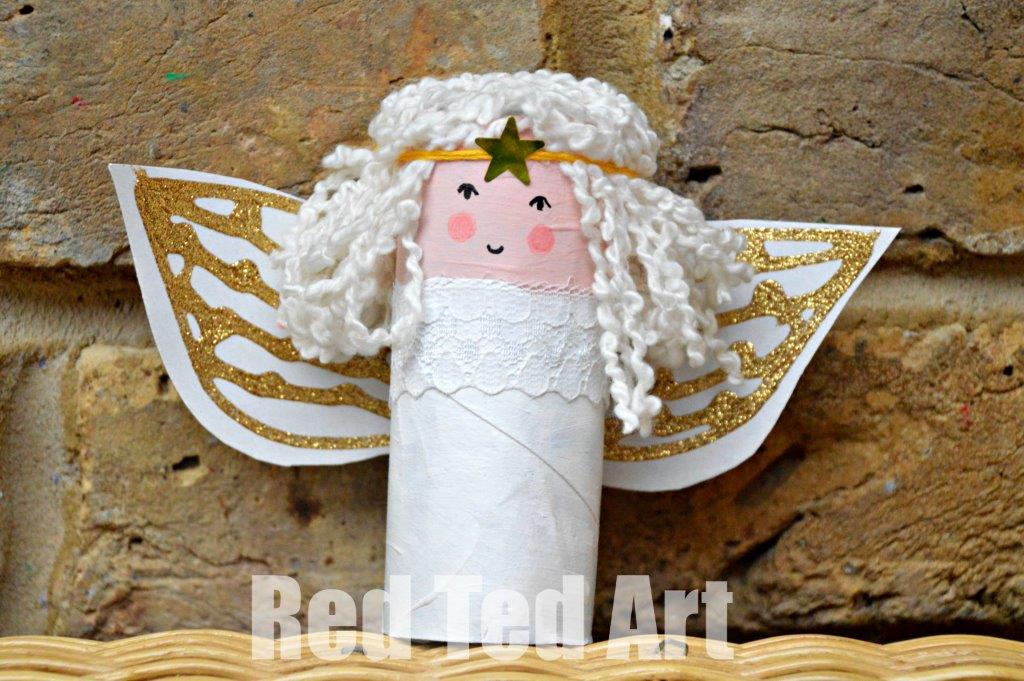 Toilet Roll Angel. 12 Christmas TP Roll Crafts. We love Christmas and these Toilet Paper Roll Christmas Crafts for Kids are ADORABLE!! #TPRolls #Christmas #recycledchristmas #christmasforkids