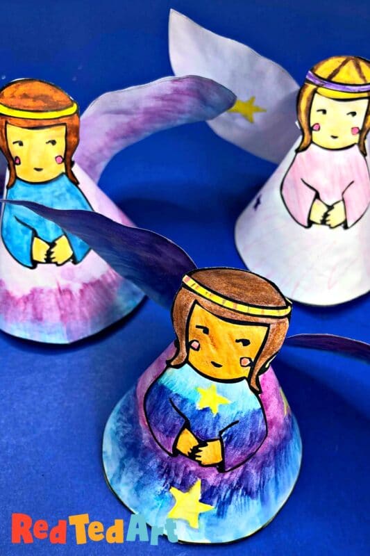 3d Paper Angel Printable Craft for Preschoolers - Red Ted Art - Kids Crafts