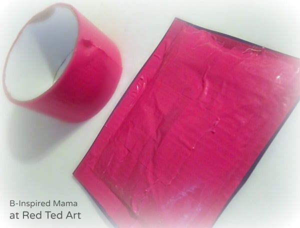 Taping up the Squishy Kids Valentine Card - B-Inspired Mama at Red Ted Art