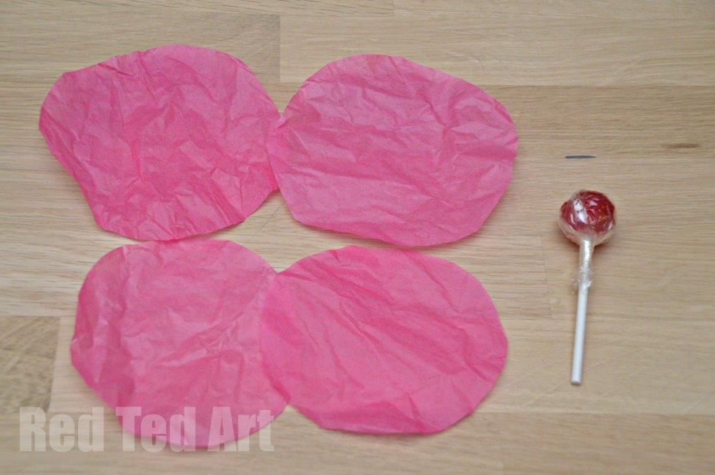 Tissue Paper Flower Lollipops