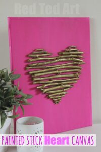 Valentines Decorations: painted stick heart canvas
