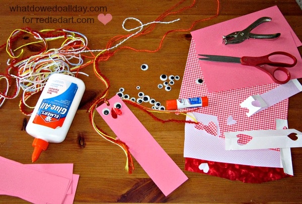 valentine gifts - materials to make bookmarks