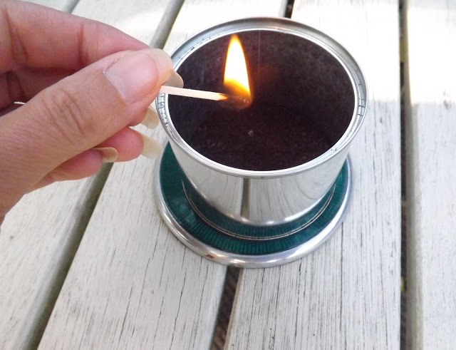 burning coffee grounds