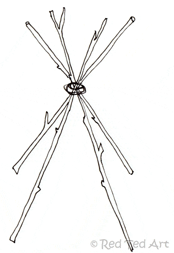 teepee fairy house - drawing