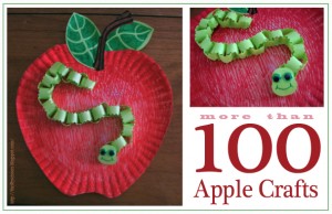 paper plate apple and worm