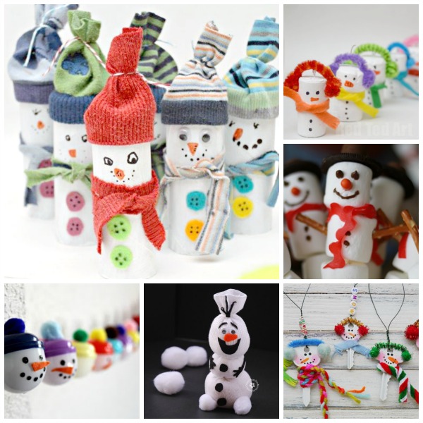 Collage of Snowman crafts for kids