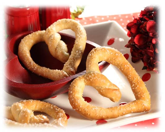 heart pretzels for Valentine's Day