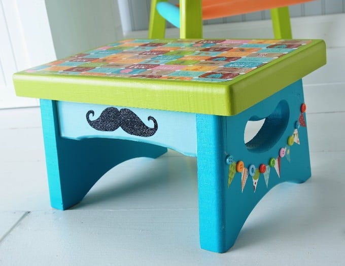 Circus-themed-stool-a-mustache-craft