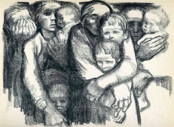 The Art Curator for Kids - 5 Artworks about Love - Kathe Kollwitz, The Mothers, 1919, Public Domain