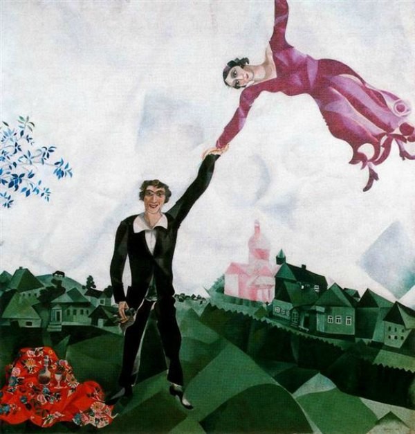 The Art Curator for Kids - 5 Artworks about Love - Marc Chagall - The Promenade - 1918 - Public Domain