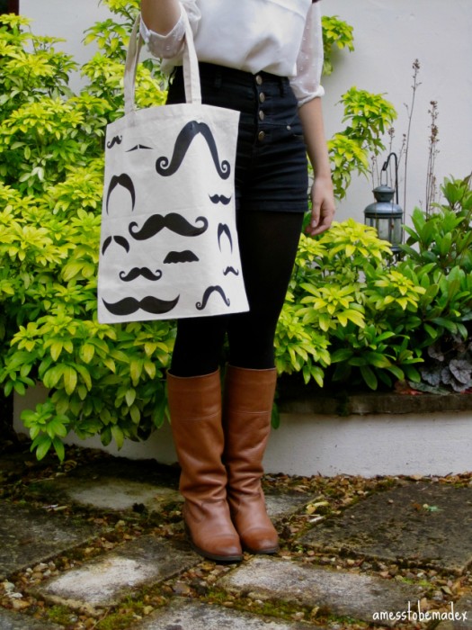 moustache tote craft