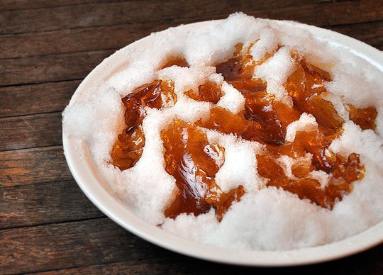 snow activities ice maple syrup