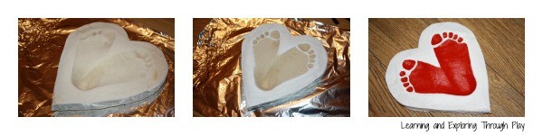 This is how easy it is to make a footprint keepsake for valentine's day. LOVE this fantastic salt dough recipe