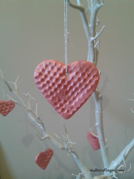 Bubble Wrap Salt Dough Heart Decorations