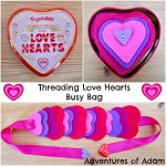 Threading love hearts busy bag Adventures of Adam