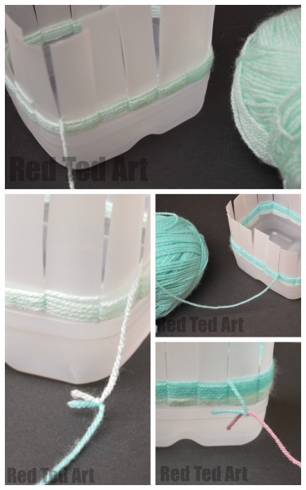 Weaving Baskets from Milk Cartons