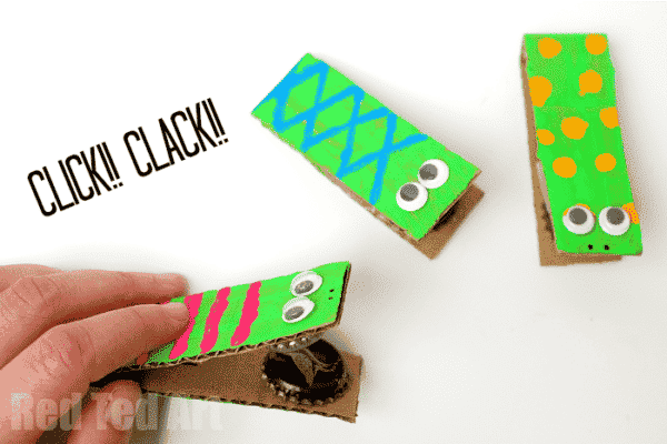 Easy Bottle Top Click Clack Toys - make your own Musical Instruments