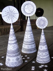 3D Christmas Tree Colouring Page for Grown Ups - Red Ted Art - Kids Crafts