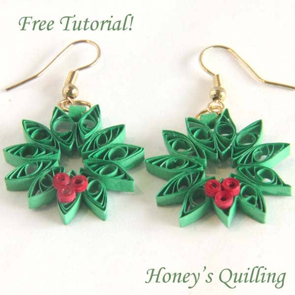 Paper Quilling for Beginners make an Christmas Wreath - perfect as Quilled Earrings or for Greeting Cards (14)