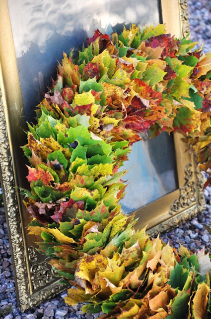 leaf wreath for autumn and thanksgiving