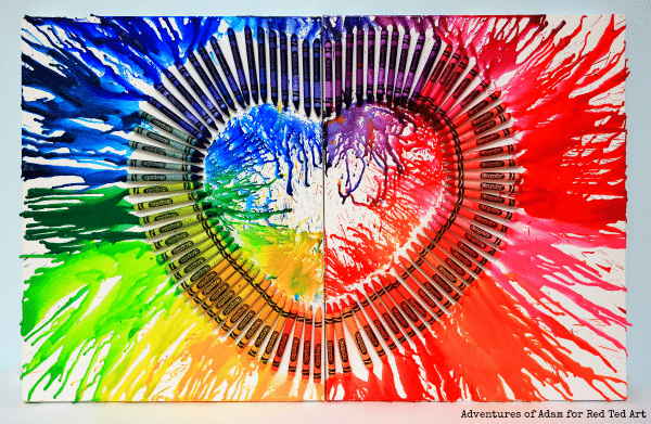DIY Melted Crayon Art - Heart Canvas - Red Ted Art