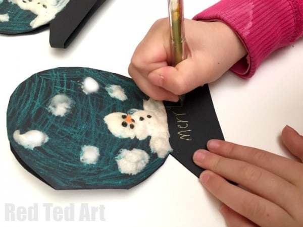 Puffy Paint Snowman Cards for Kids. Cute easy & super fun! Great as Holiday Cards and thank you cards
