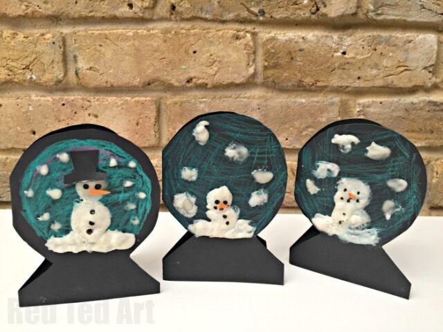 DIY Snow Globe Crafts for Kids - Red Ted art - Easy Winter Crafts