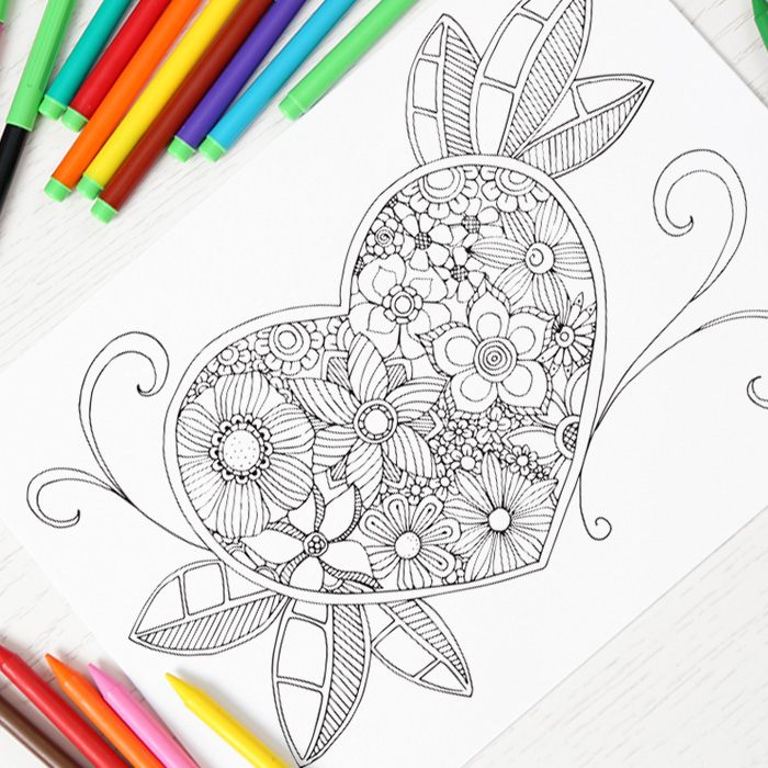 Heart Colouring Page for Grown Ups   Red Ted Art   Make crafting with ...