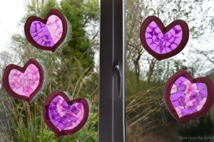 Paper Plate Hearts - Stained Glass Windows - Red Ted Art - Kids Crafts