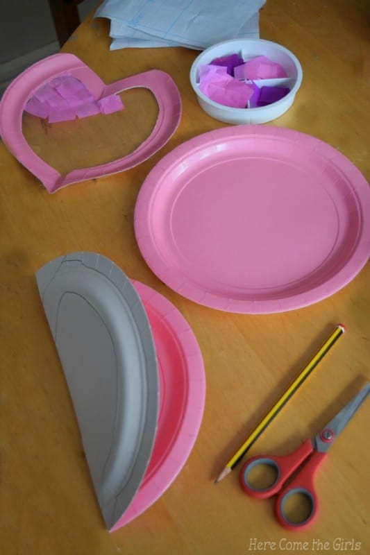 Paper Plate Heart Stained Glass Windows for kids