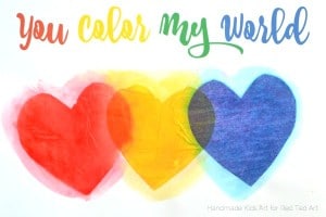 fun with color mixing tissue paper hearts - a wonderful STEAM project for kids (1)