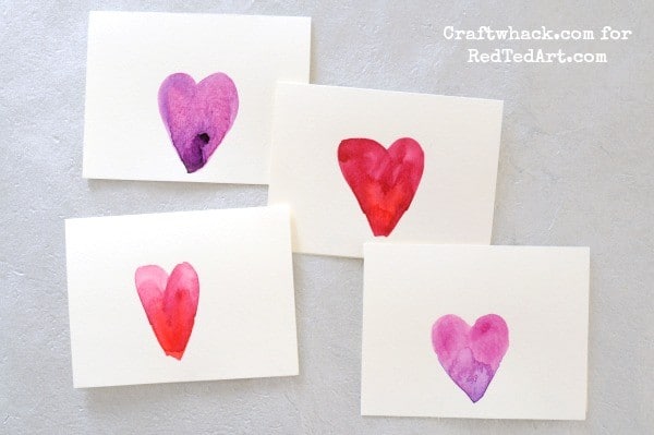 Watercolors for kids - beautiful card making for Valentine's Day or Mother's Day!