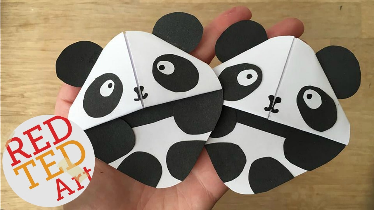 Panda Bookmarks - these corner bookmarks are sooo cute and easy to make than you think. All you need is some white and black paper...