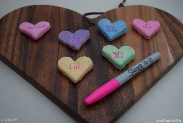 DIY Conversation Heart Necklace - how to make salt dough valentines day gifts for kids. Easy Conversation Heart Craft for kids